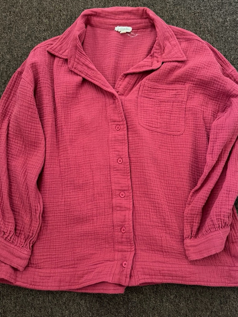 Textured Button-Down Shirt in Berry Pink
